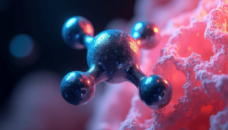 Natural supplement CoQ10 molecule structure and breast cells