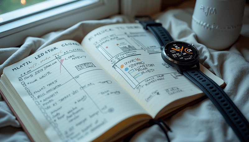 Person tracking sleep patterns in journal