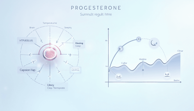 Diagram showing how progesterone affects sleep and temperature