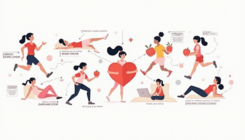 Infographic showing various heart-healthy lifestyle elements