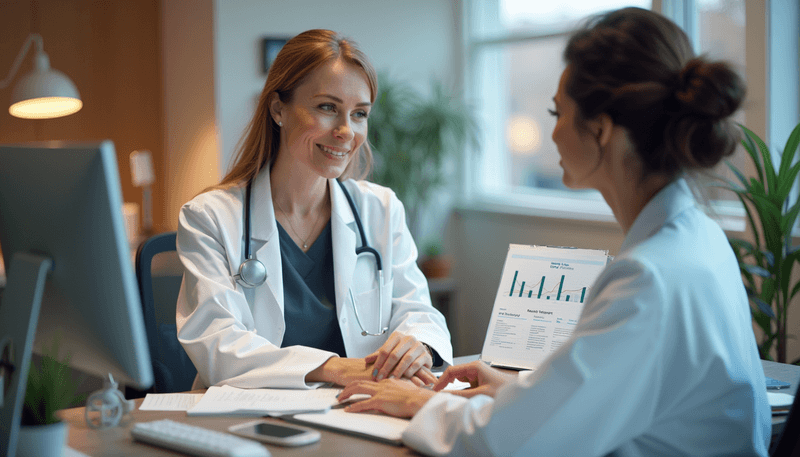 Woman discussing soy options with healthcare provider