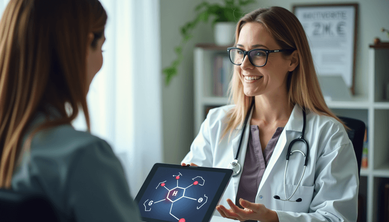 Woman discussing health plan with doctor