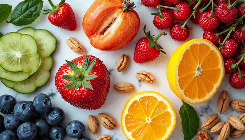 Colorful array of antioxidant-rich foods