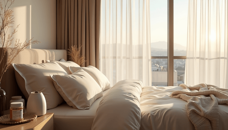 Peaceful bedroom setting with comfortable bedding