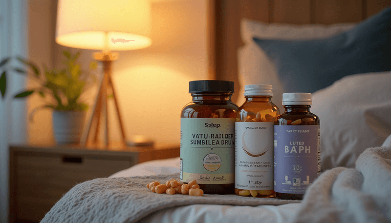 Various natural sleep supplements arranged together