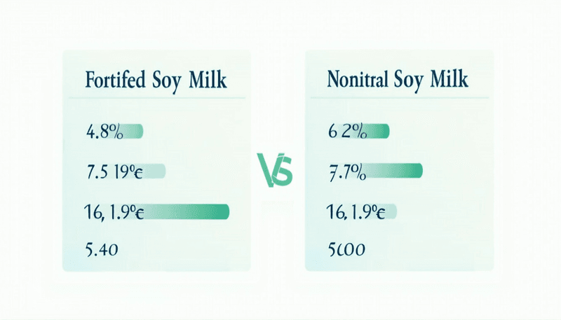 Comparison chart of fortified vs non-fortified soy milk