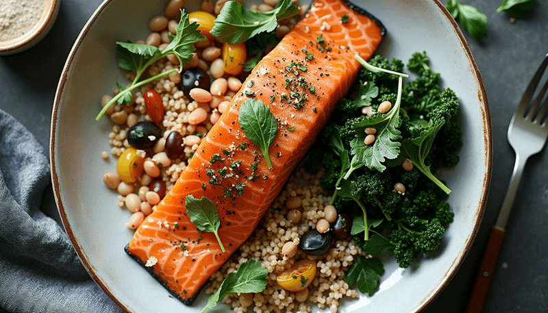 Balanced plate of iron-rich foods