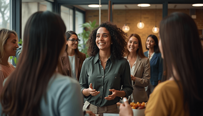 Woman confidently participating in social activities