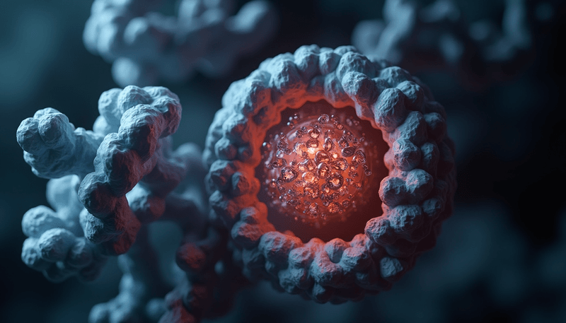 Illustration of ferritin protein storing iron atoms