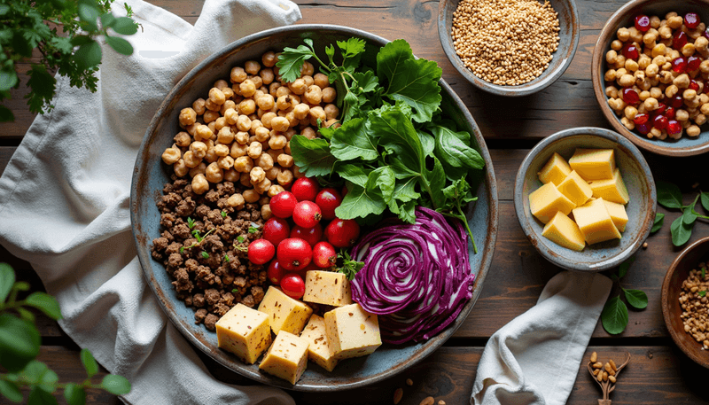 Colorful array of heart-healthy plant foods