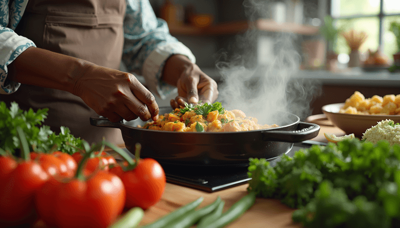 Woman preparing healthy traditional meal