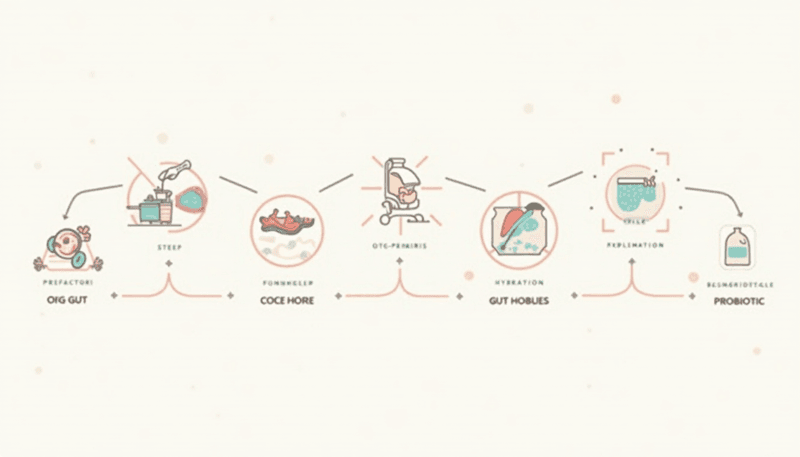 Steps to building healthy gut habits illustrated