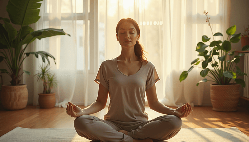 Woman meditating for stress relief