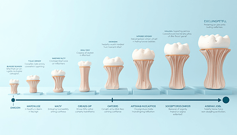 Timeline showing progression of bone density changes