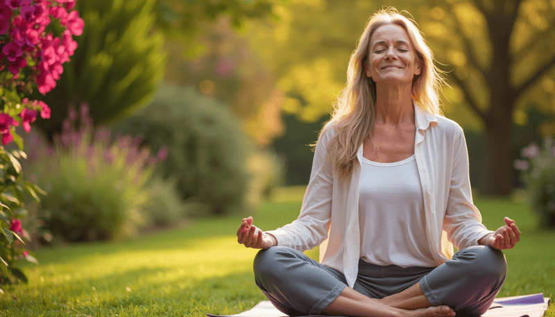 Woman meditating with a peaceful expression