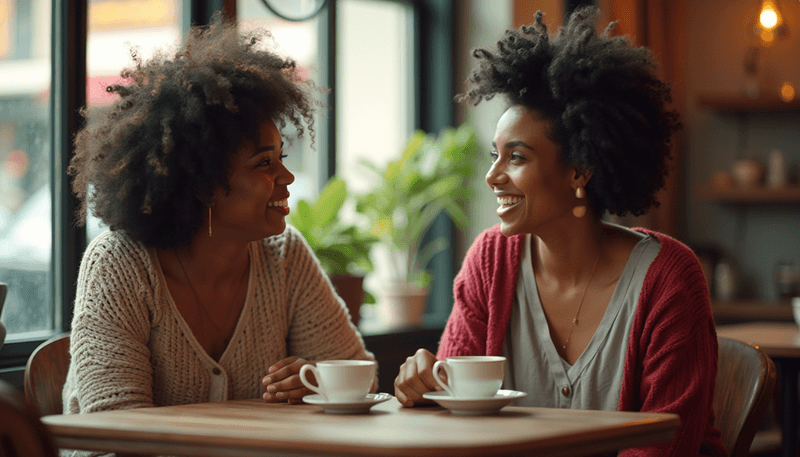 Women having tea and discussing health choices