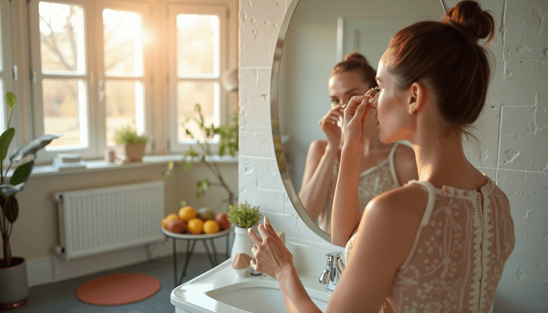 Woman practicing healthy eye care habits daily