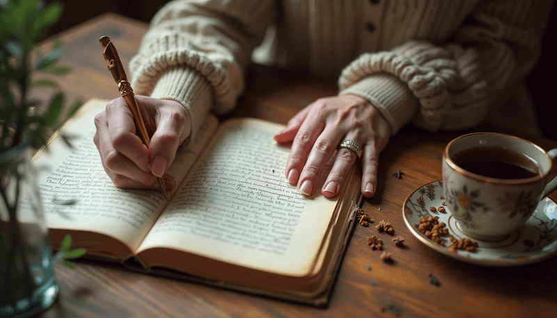 Woman writing in journal tracking symptoms