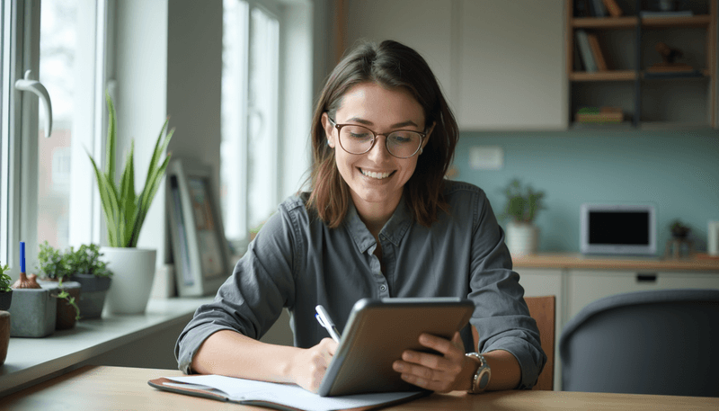 Woman taking notes during medical consultation