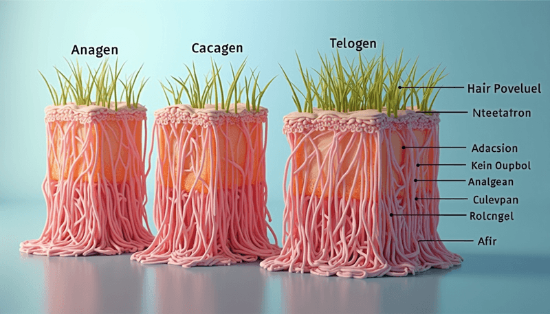 Hair growth cycle phases illustration