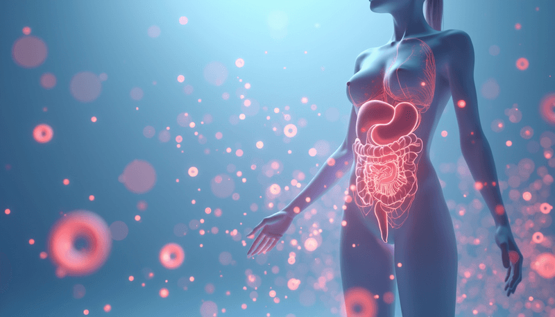 Illustration of hormone and gut interaction during menopause