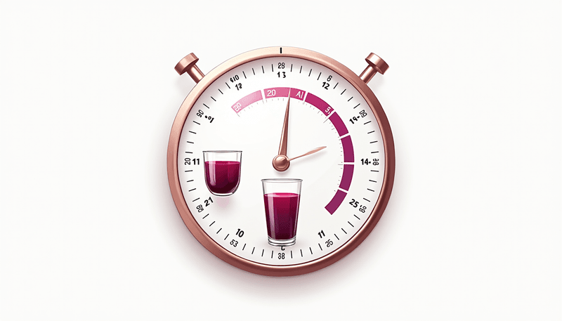 Clock showing optimal timing for beetroot juice consumption