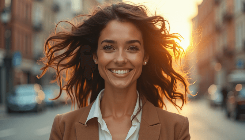 Woman with healthy, growing hair feeling confident