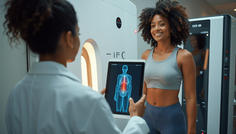 Woman getting body composition analysis