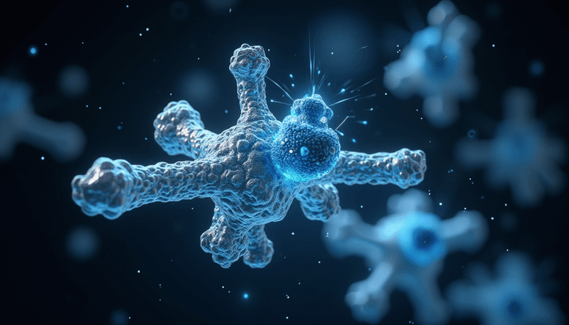 A glowing molecule of melatonin surrounded by illuminated bone structures