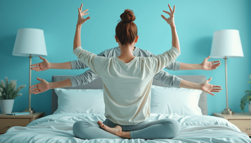 Woman demonstrating progressive muscle relaxation sequence