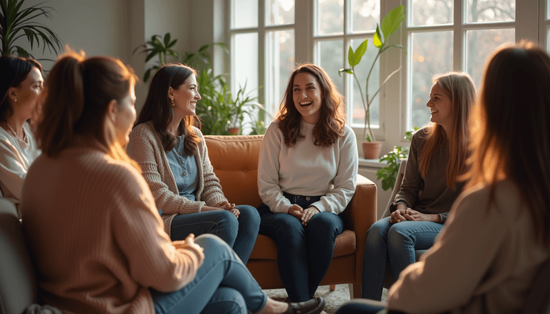 A group of women in a support circle setting