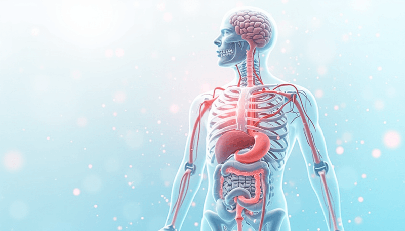 Illustration of the gut-brain connection with messaging pathways