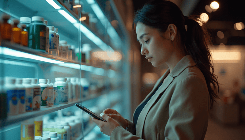 Woman making informed supplement choice