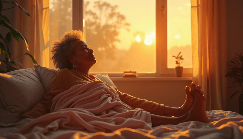 Woman waking up refreshed and well-rested