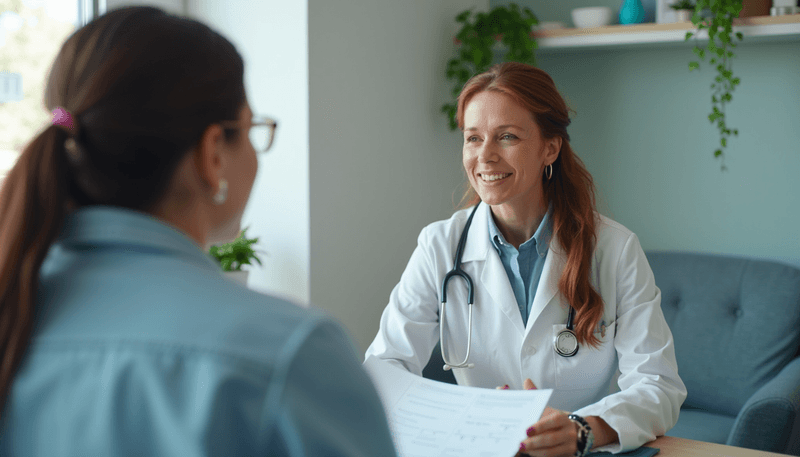 Woman discussing health concerns with doctor