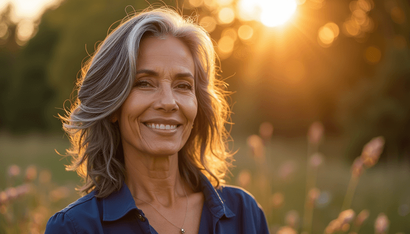 Woman looking confident and peaceful outdoors