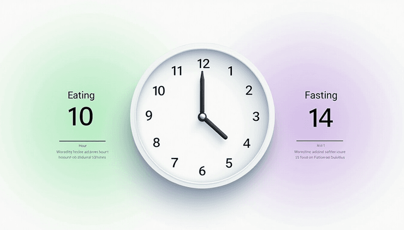 A simplified diagram showing the 14-hour fasting and 10-hour eating window