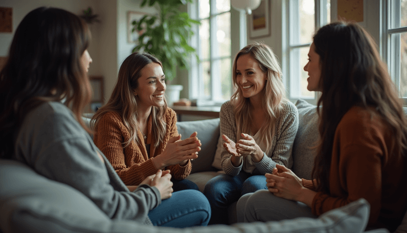 Women of different ages sharing experiences and supporting each other