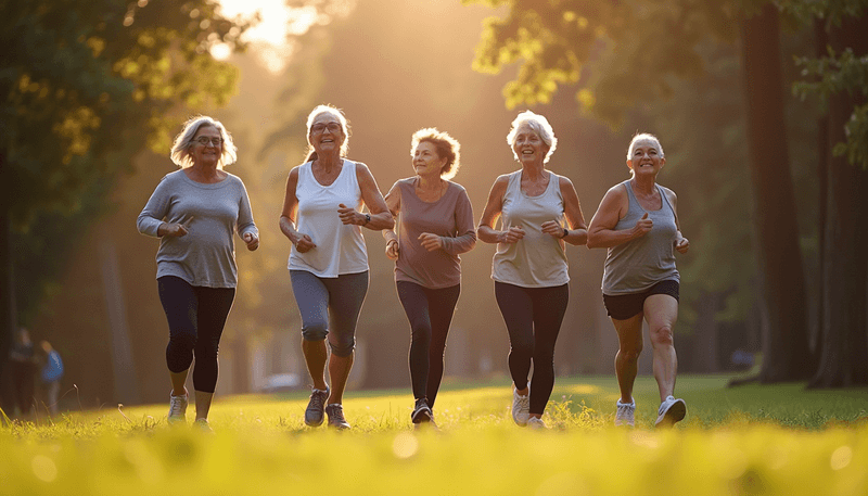 Women walking together in a park for exercise