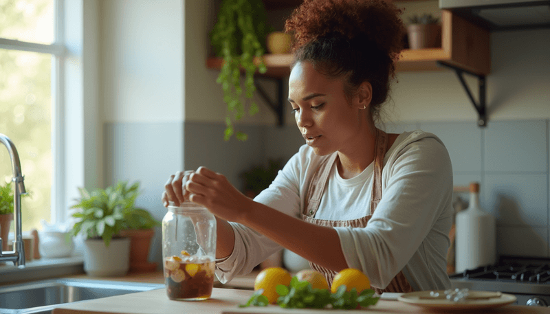 Woman struggling to open a jar showing visible frustration