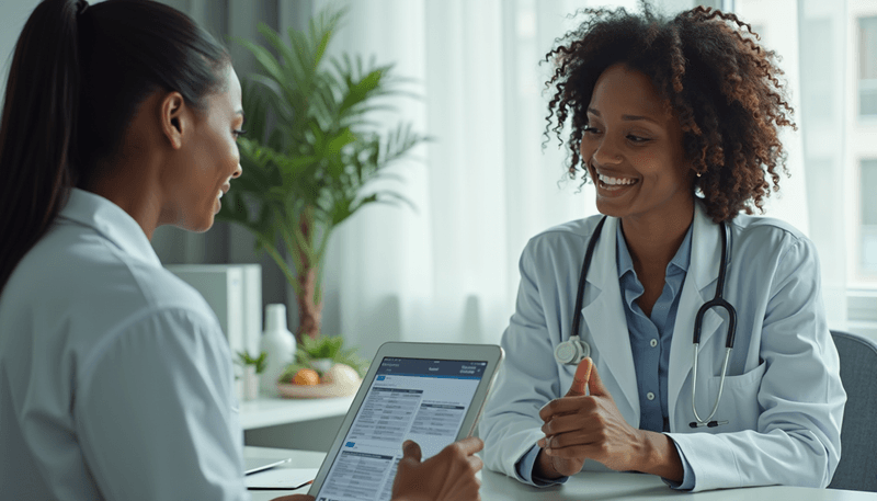 Woman consulting with healthcare provider about hormone therapy