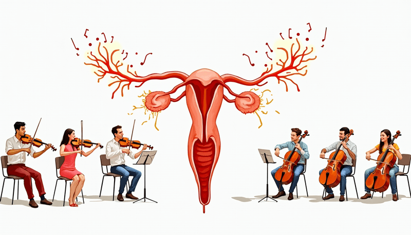 Hormonal balance illustration with orchestral analogy