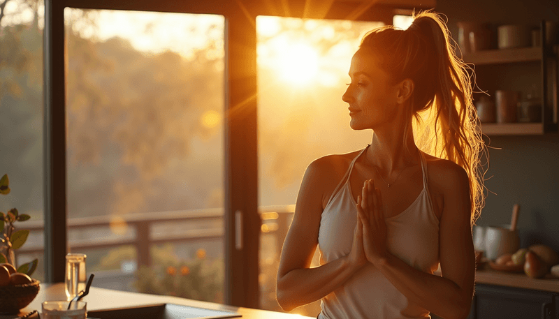 Woman enjoying both healthy food and exercise outdoors