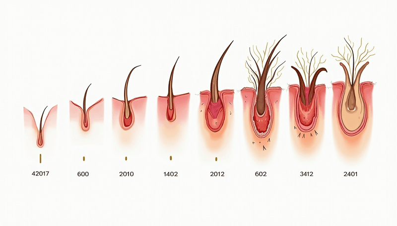 Diagram showing hormone levels and hair growth cycle