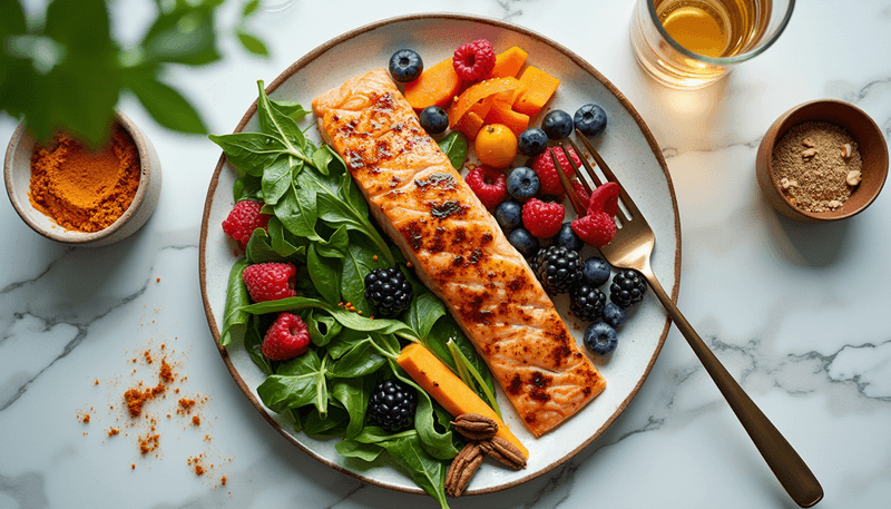 Colorful plate of anti-inflammatory foods