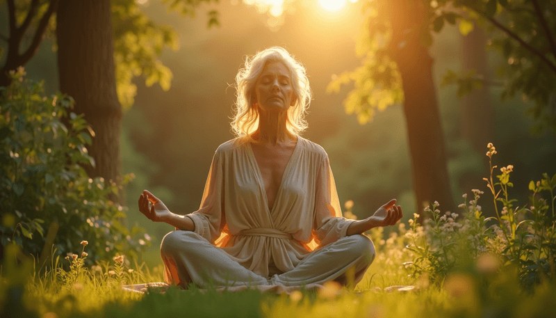 Woman enjoying peaceful moment in nature