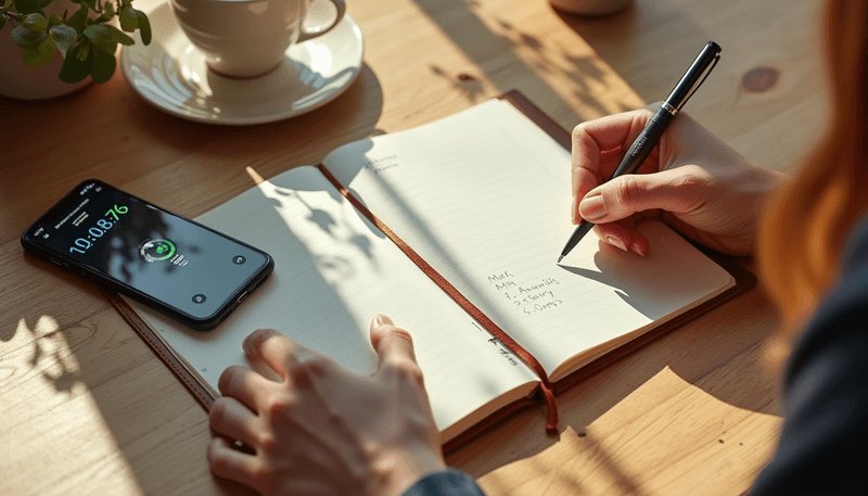 Woman making notes in a health journal