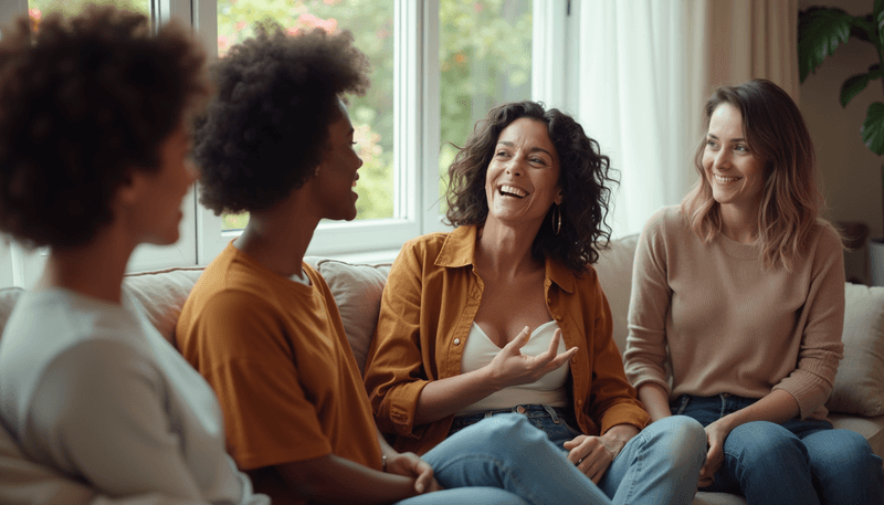 Group of women having supportive conversation