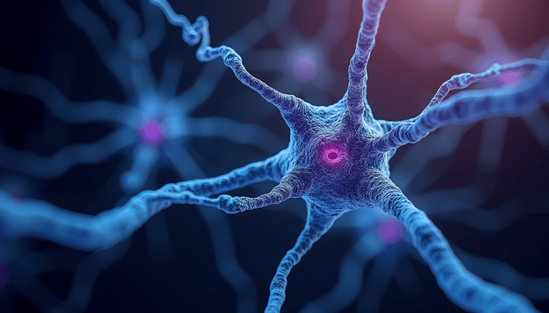 Illustration of estrogen molecules interacting with brain cells