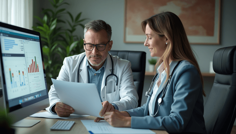 Woman discussing medication with doctor